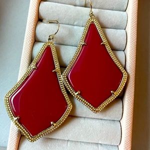 Kendra Scott Alexandra Gold Earrings In Brick Red
